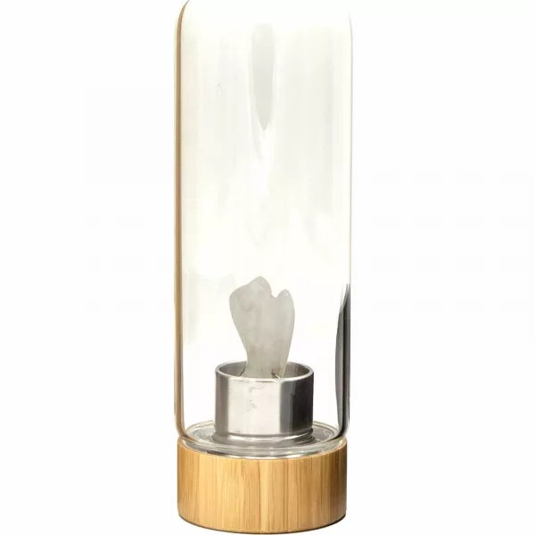 Crystal Infused Glass Water Bottle - Cleansing Clear Quartz - Angel - Image 2