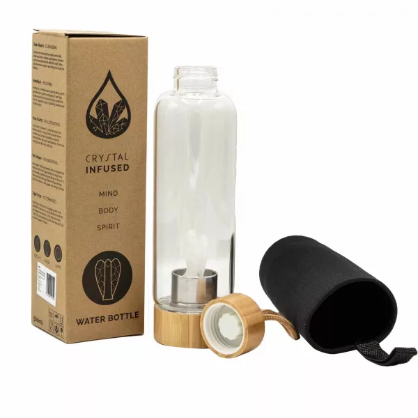 Crystal Infused Glass Water Bottle - Cleansing Clear Quartz - Angel - Image 4