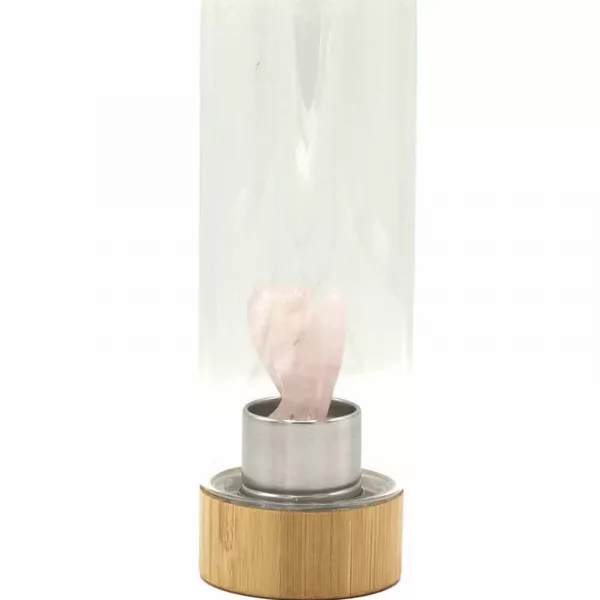 Crystal Infused Glass Water Bottle - Rejuvenating Rose Quartz - Angel - Image 2