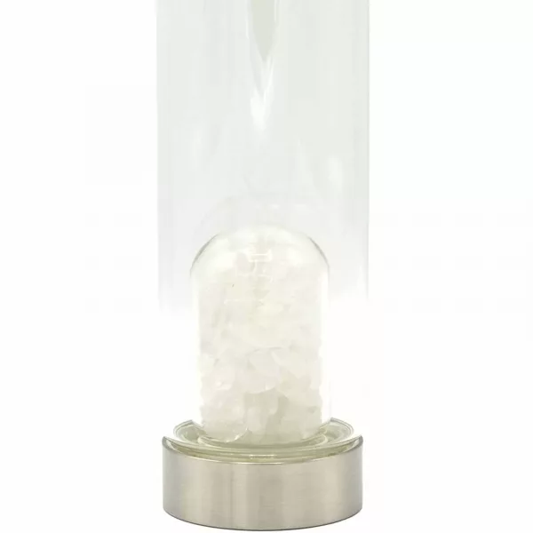 Crystal Infused Glass Water Bottle - Cleansing Clear Quartz - Chips - Image 2