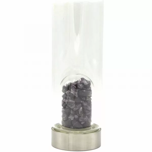 Crystal Infused Glass Water Bottle - Relaxing Amethyst - Chips - Image 2