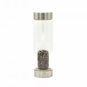 Crystal Infused Glass Water Bottle - Determined Tiger\'s Eye - Chips