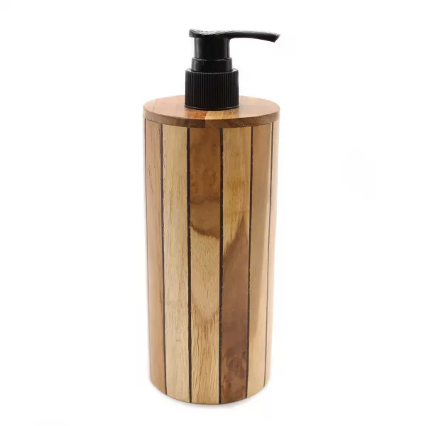 Natural Teakwood Soap Dispenser - Round - Image 3