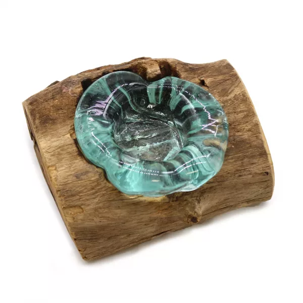 Molton Glass Candle Single Holder on Wood - Image 3