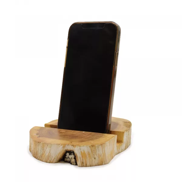 Lrg Gamal Wood Phone Holder - Whitewash - Image 3