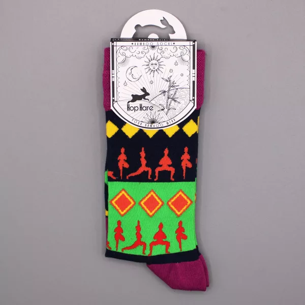 Hop Hare Bamboo Socks S/M - Yoga Poses - Image 2