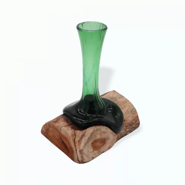Recycled Beer Bottles - Flower Vase on Wood
