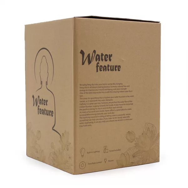 Tabletop Water Feature - 30cm - Golden Meditating Buddha - Image 3