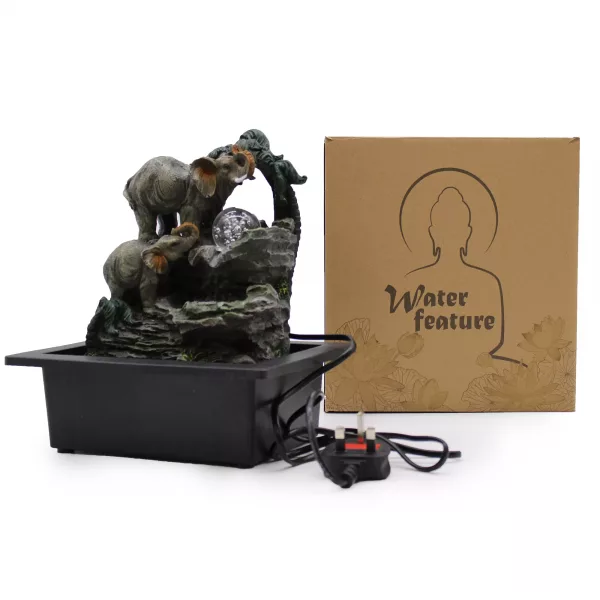 Tabletop Water Feature - 30cm - Elephant Family - Image 3