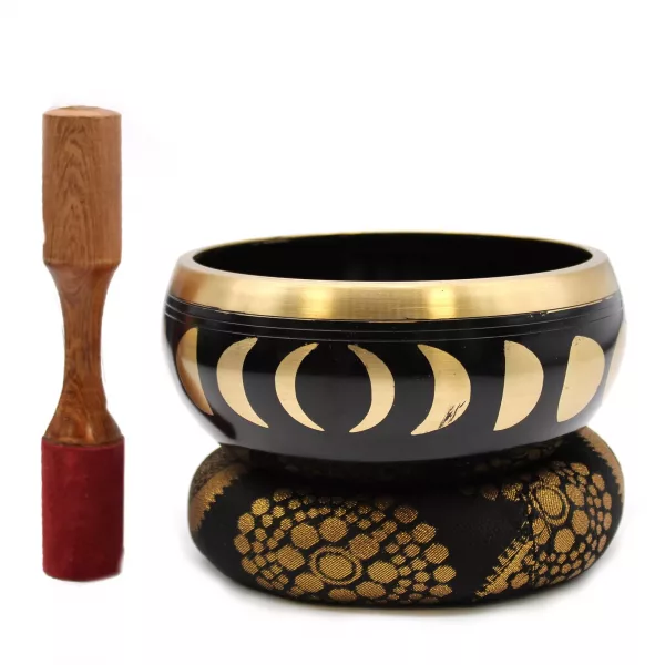 Lrg Moon Phase Singing Bowl Set- Black 14cm - Image 2