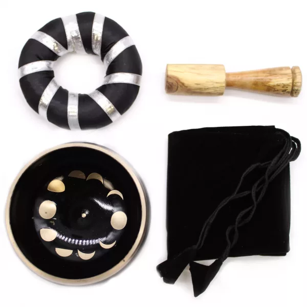Moon Phase Singing Bowl Set- Black 10.7cm - Image 3