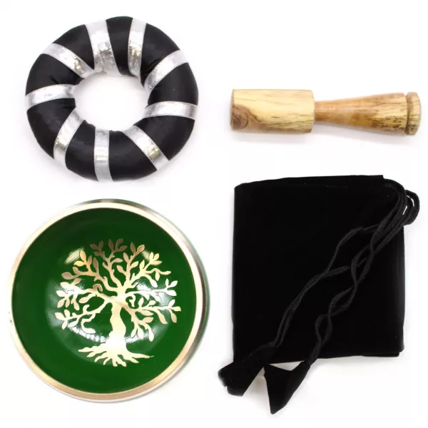 Tree of Life Singing Bowl Set- Green 10.7cm - Image 3