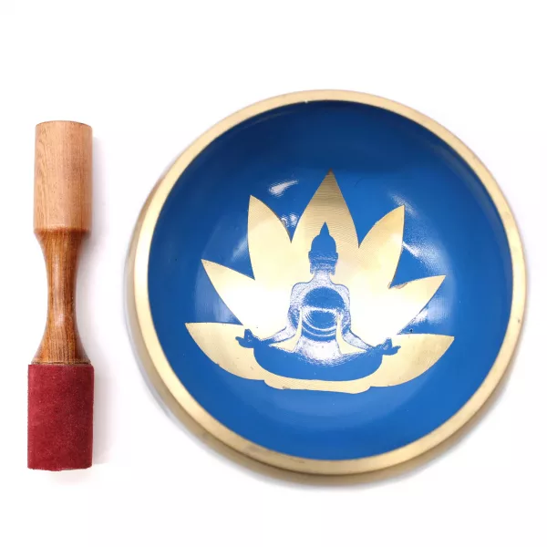 Lrg Yoga Moves Singing Bowl Set- White/Blue 14cm - Image 2