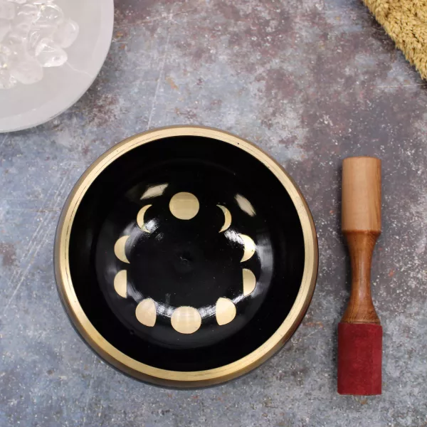 Lrg Moon Phase Singing Bowl Set- Black 14cm - Image 4