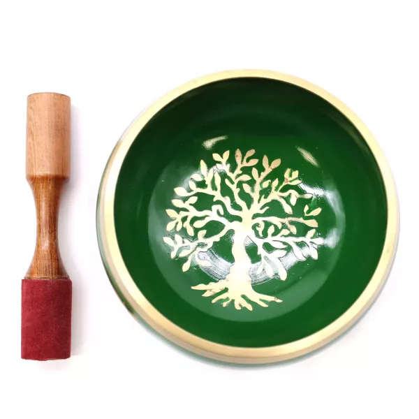Lrg Tree of Life Singing Bowl Set- Green 14cm - Image 3