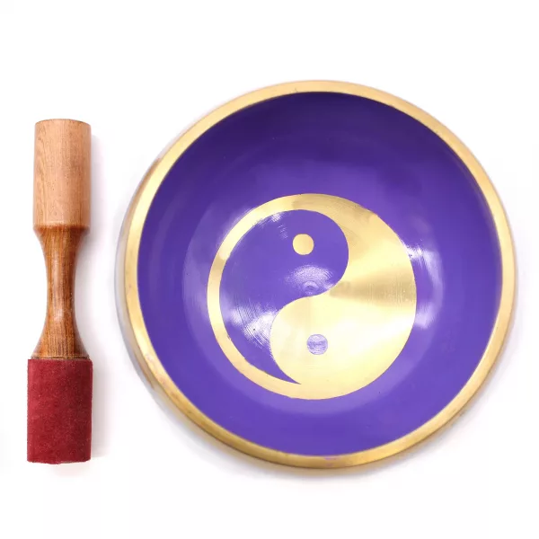 Lrg Yin & Yang Singing Bowl Set- White/Purple 14cm - Image 3