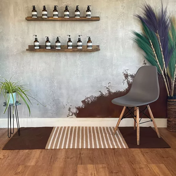 Indian Cotton Rug - 70x170cm - Dark Brown / Beige - Image 3