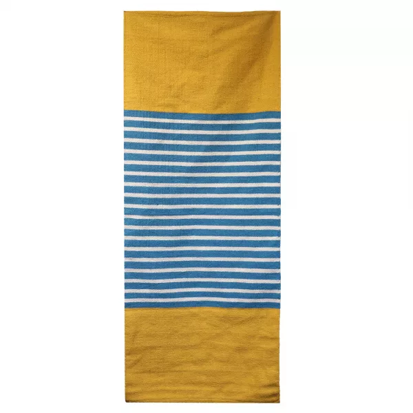 Indian Cotton Rug - 70x170cm - Yellow/ Blue - Image 2