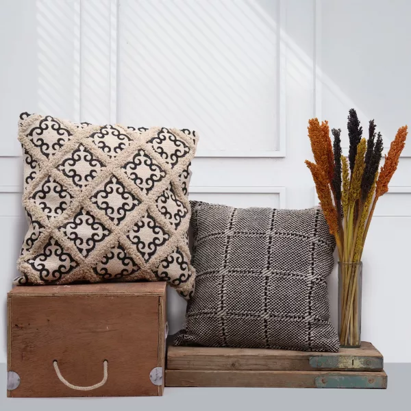 Classic Cushion Cover - Herringbone Wide Grey - 40x40cm - Image 4