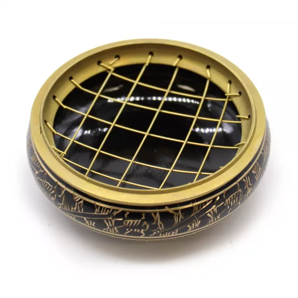 Brass Carved Charcoal Incense Jar - Image 2