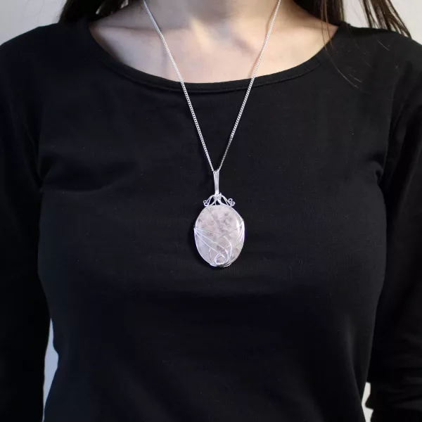 Swirl Wrapped Gemstone Necklace - Opalite - Image 2