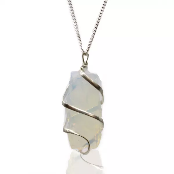 Cascade Wrapped Gemstone Necklace - Rough Opalite