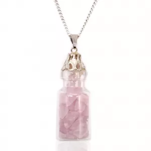 Bottled Gemstones Necklace - Rose Quartz