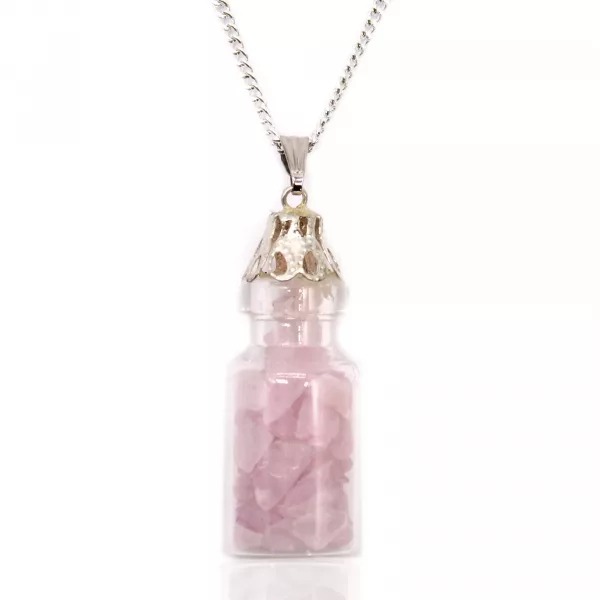 Bottled Gemstones Necklace - Rose Quartz