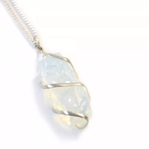 Cascade Wrapped Gemstone Necklace - Rough Opalite - Image 4