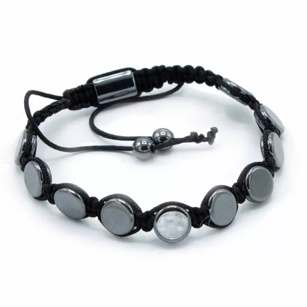 Magnetic Hematite Shamballa Bracelet -  Round Flats - Image 2