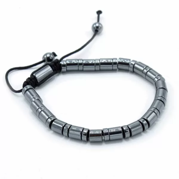 Magnetic Hematite Shamballa Bracelet -  Cylinders & Circles - Image 2