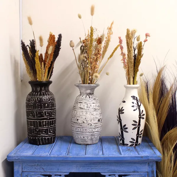 Bamboo Motif Shaped Vase - Natural - Image 2