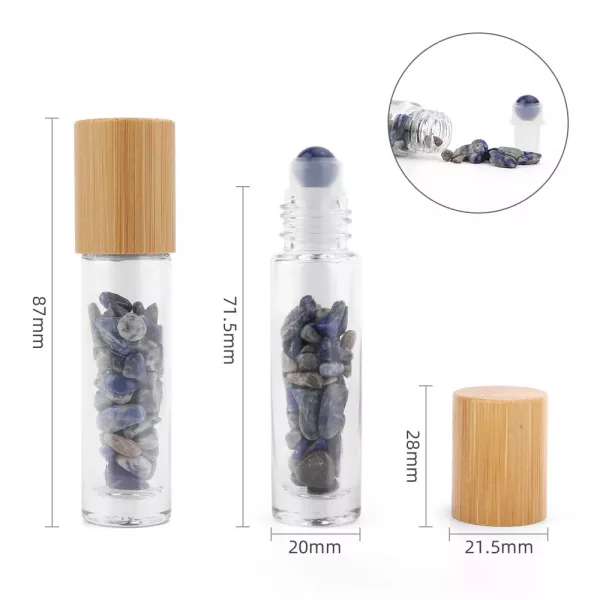 Gemstone Essential Oil Roller Bottle - Sodalite  - Wooden Cap - Image 2