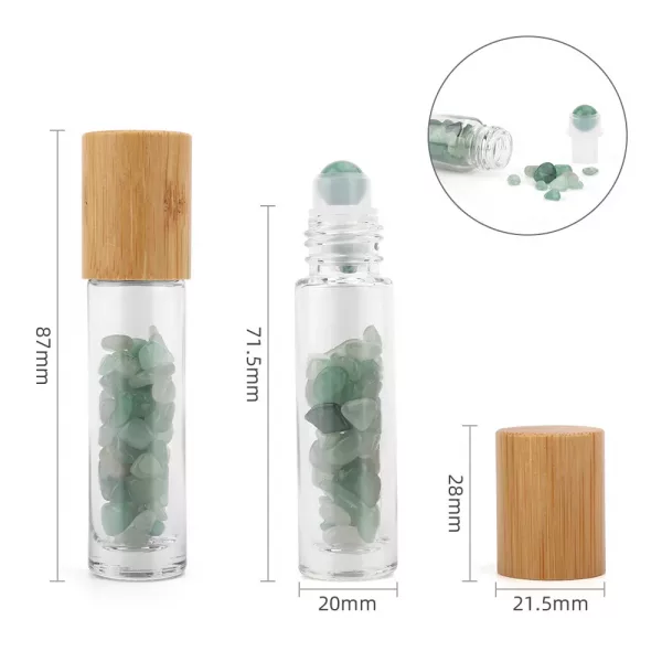 Gemstone Essential Oil Roller Bottle - Aventurine - Wooden Cap - Image 2