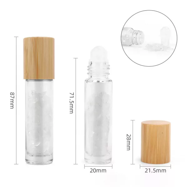 Gemstone Essential Oil Roller Bottle - Rock Quartz  - Wooden Cap - Image 2