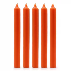 Solid Colour Dinner Candles - Rustic Orange - Pack of 5