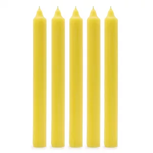 Solid Colour Dinner Candles - Rustic Lemon - Pack of 5
