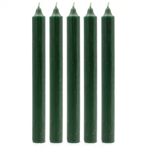 Solid Colour Dinner Candles - Rustic Holly Green - Pack of 5