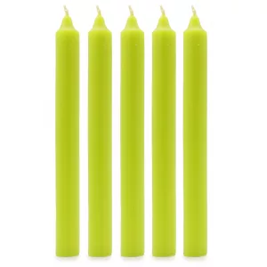 Solid Colour Dinner Candles - Rustic Lime Green - Pack of 5