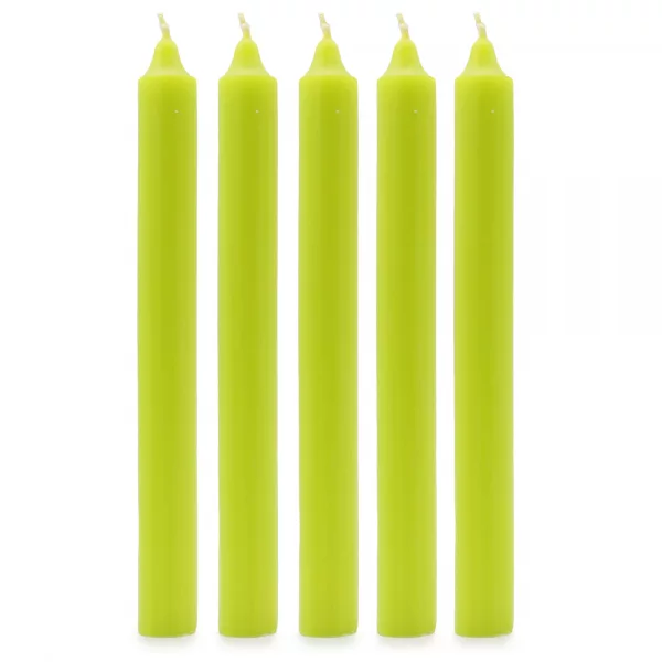 Solid Colour Dinner Candles - Rustic Lime Green - Pack of 5