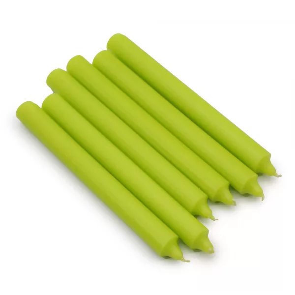 Solid Colour Dinner Candles - Rustic Lime Green - Pack of 5 - Image 3