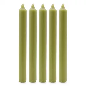 Solid Colour Dinner Candles - Rustic Olive - Pack of 5