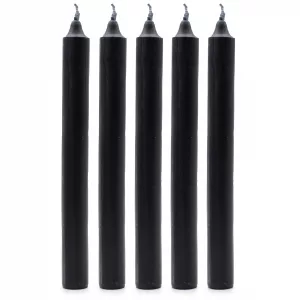 Solid Colour Dinner Candles - Rustic Black - Pack of 5