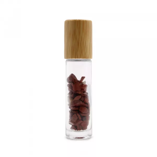 Gemstone Essential Oil Roller Bottle - Red Jasper  - Wooden Cap - Image 3