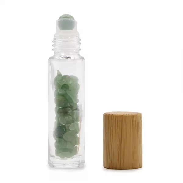 Gemstone Essential Oil Roller Bottle - Aventurine - Wooden Cap - Image 4