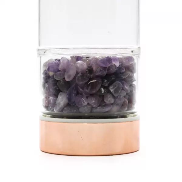 Crystal Glass Tea Infuser Bottle - Rose Gold - Amethyst - Image 3