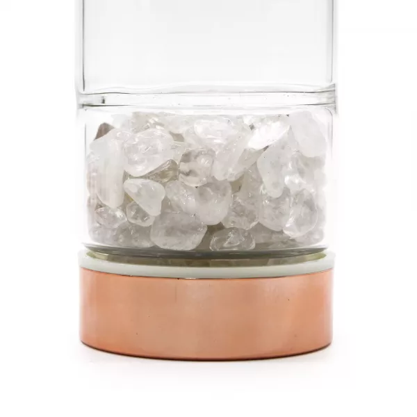Crystal Glass Tea Infuser Bottle - Rose Gold - Rock Quartz - Image 2