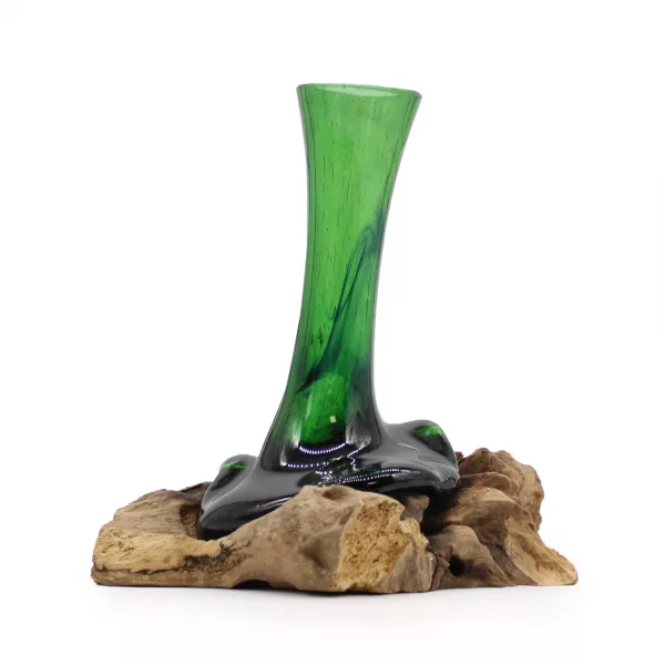 Recycled Beer Bottles - Flower Vase on Wood - Image 2