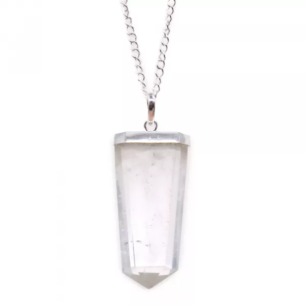 Gemstone Flat Pencil Pendant - Rock Quartz