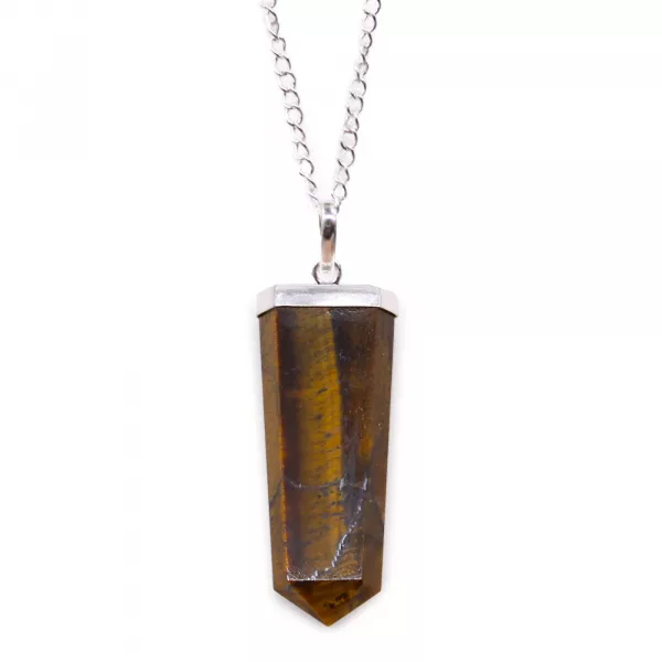 Gemstone Flat Pencil Pendant - Tiger Eye